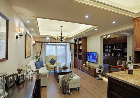 广州融创文旅城美式风格74平米两室两厅装修案例