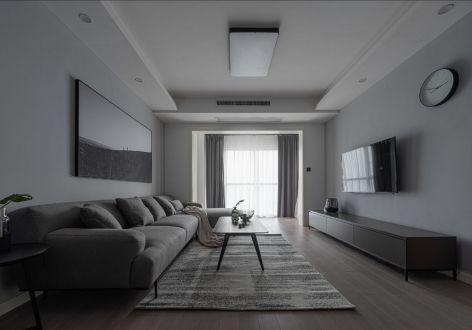 乐府江南现代风格118平米三居室装修案例
