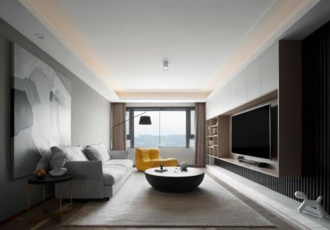 富力壹品133㎡三居室现代风格装修案例