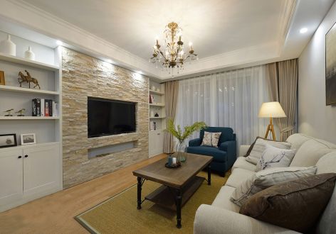众泰翡翠湖120平美式风格三居室装修案例