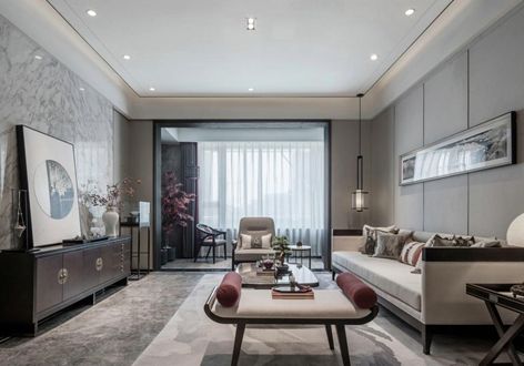 永利印象128㎡新中式三居室裝修案例