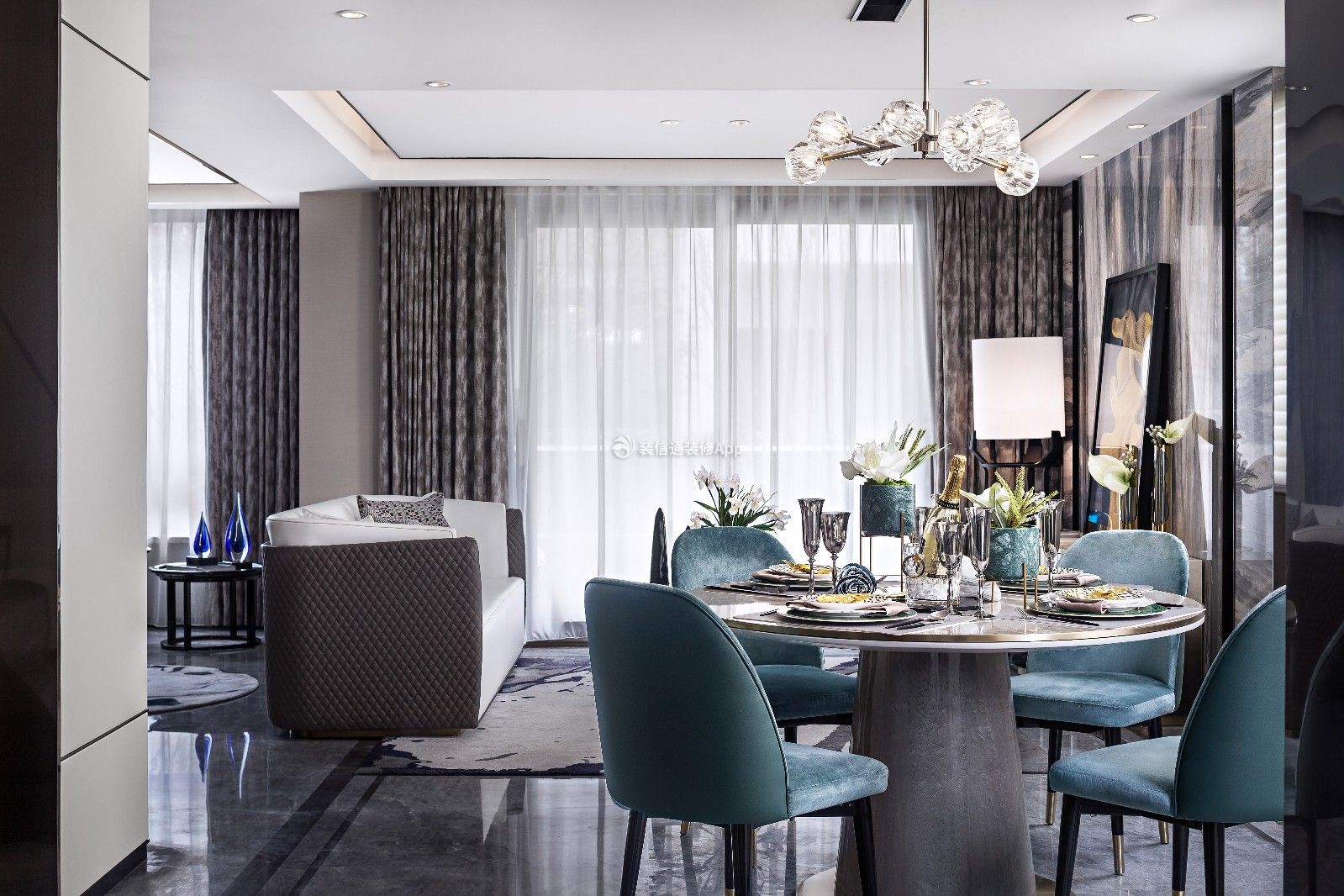 现代风格139平米餐厅桌椅家装效果图
