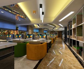 大型网吧走廊装修设计效果图