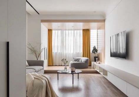 万达紫金明珠82㎡二居室现代风格装修案例