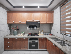 150平方米家庭L型厨房装潢设计效果图