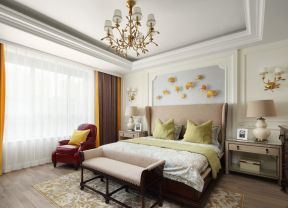 美式风格房屋卧室床头装修设计图