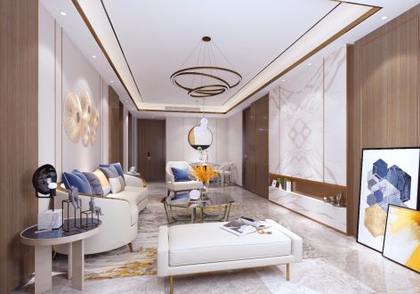 翡翠明珠126平米现代轻奢三居室装修案例