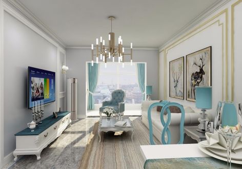 碧桂园蔚蓝109平米美式风格三居室装修案例