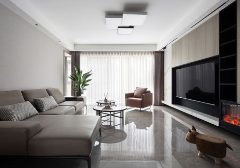 澳海望洲府125平现代风格三居室装修案例