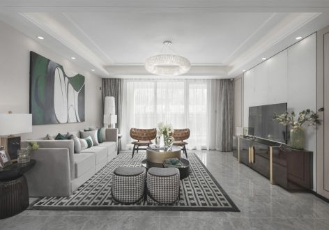 茉语兰庭90㎡三居室现代风格装修案例