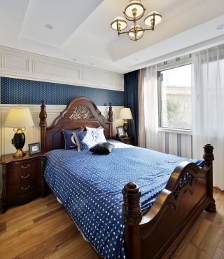 120平方米三居室卧室美式风格装修效果图
