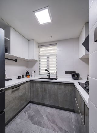 60平方米现代简约家装厨房整体布局图片