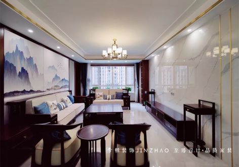 润德天悦城新中式风格170平米四室两厅装修案例