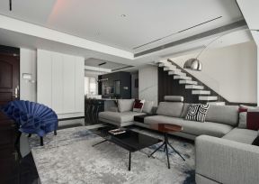 现代跃层客厅装潢设计图片2023