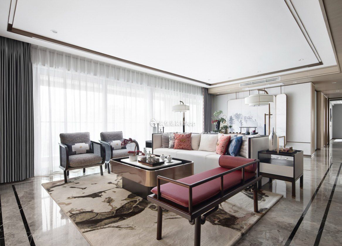 160平新中式装修风格客厅沙发图片