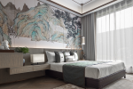 新中式风格卧室床头装潢设计图