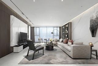 2022現代簡約大平層客廳裝修實景圖