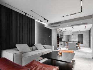 簡約現代黑白灰客廳裝潢設計效果圖