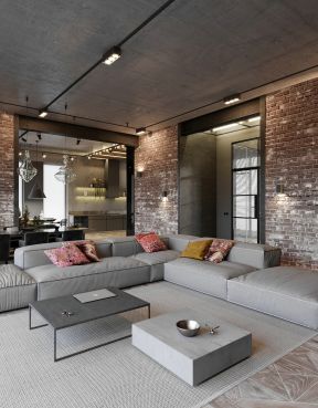 工业风格客厅沙发装饰效果图
