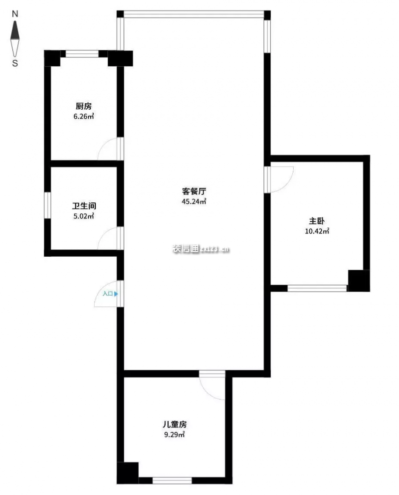 保利西山林语76㎡北欧风两室两厅装修案例