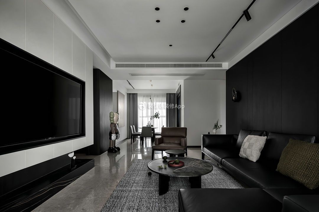 160平米四室两厅客厅黑白简约风装修图