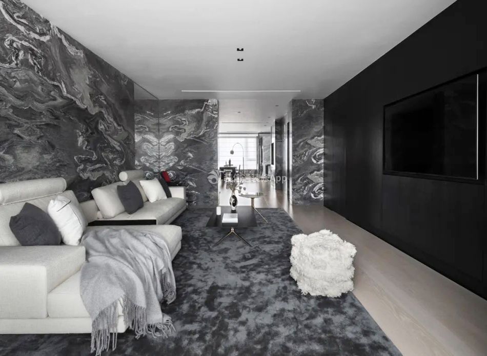 200平米房子黑白简约客厅装修设计图