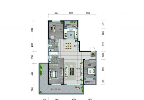 盘锦天玺城现代风格128平米三室两厅装修案例