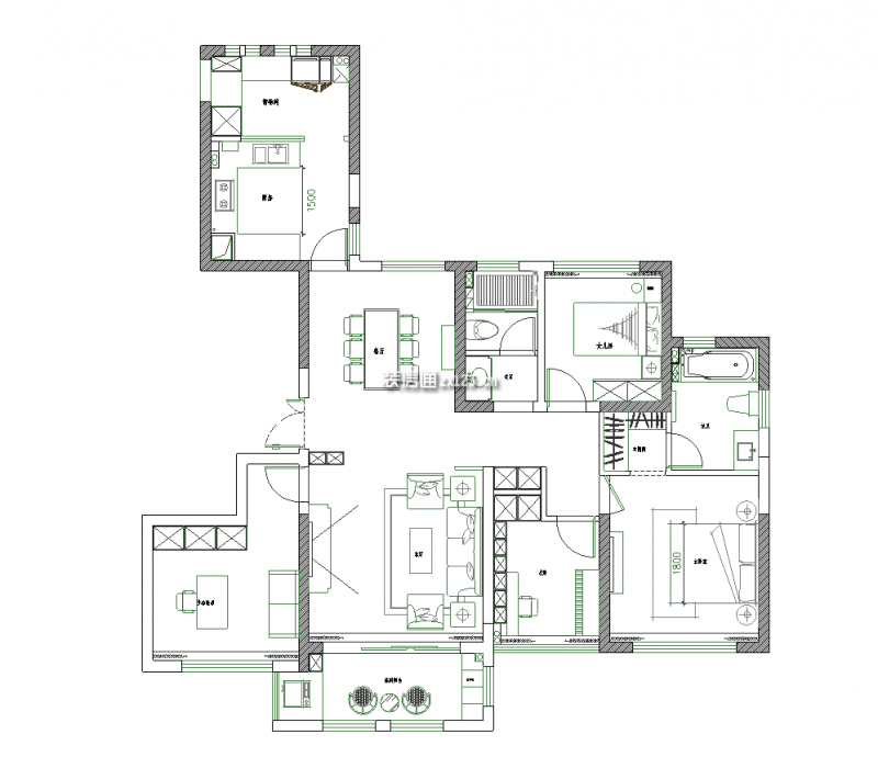 紫辰阁120平米美式风格四室两厅装修案例