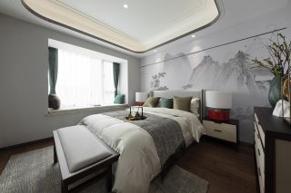 独栋别墅卧室新中式装修设计图2023