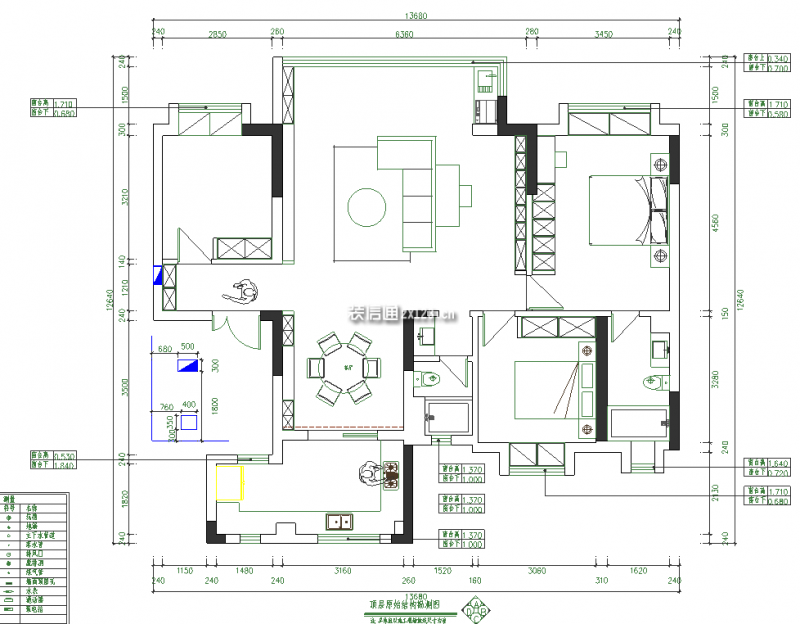 金科博翠天辰130平米三室两厅新中式风格装修案例
