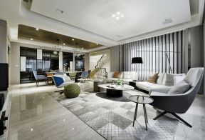 现代别墅客厅沙发装修布置效果图