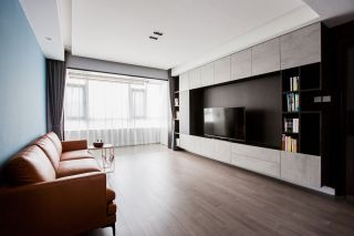 现代风格客厅电视墙储物柜设计效果图
