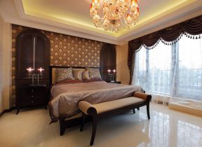 古典风格卧室床头背景墙设计效果图