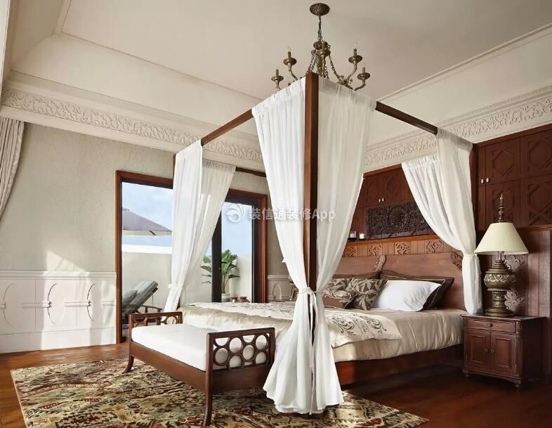 古典风格卧室四柱床装饰设计效果图