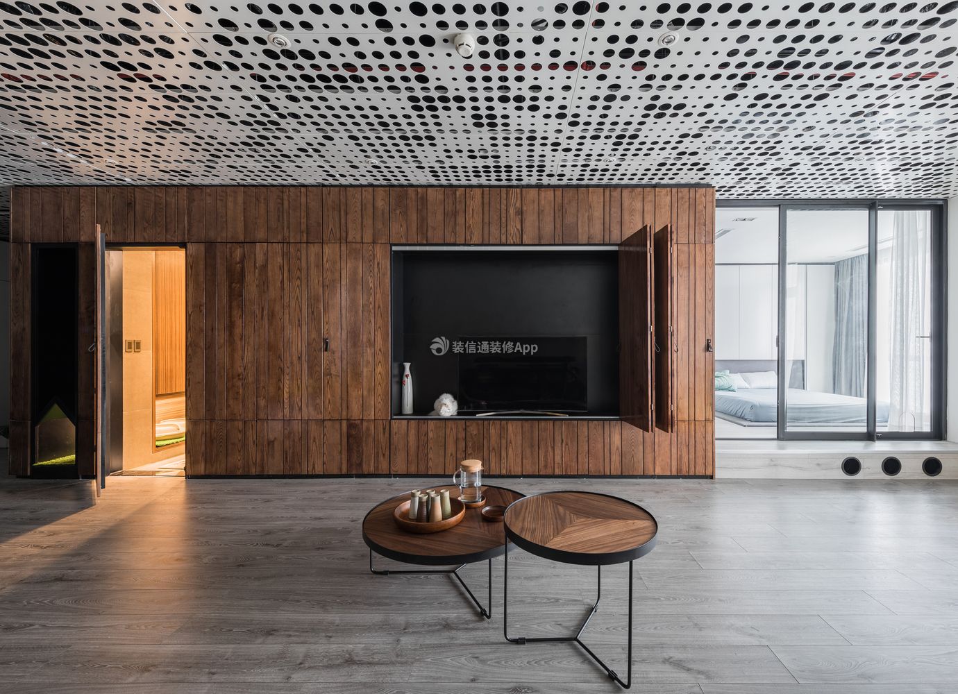 140平现代风格单身公寓电视墙设计效果图