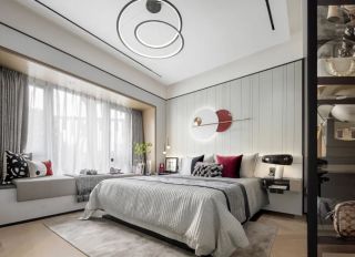 新中式风格房子卧室装潢效果图