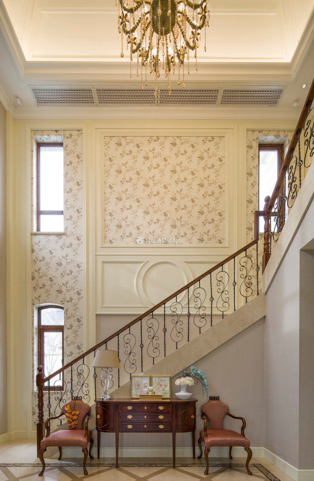 楼梯间背景墙壁纸装饰设计效果图