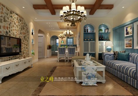 天华苑地中海120平欧式风格三居室装修案例