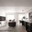 黑白简约风格开放式客厅厨房设计图片