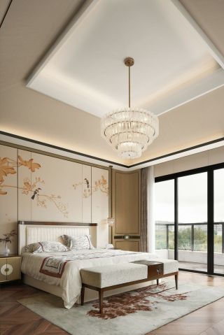 新中式风格主卧室吊灯装修设计图