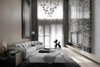350平复式楼客厅现代风格设计图