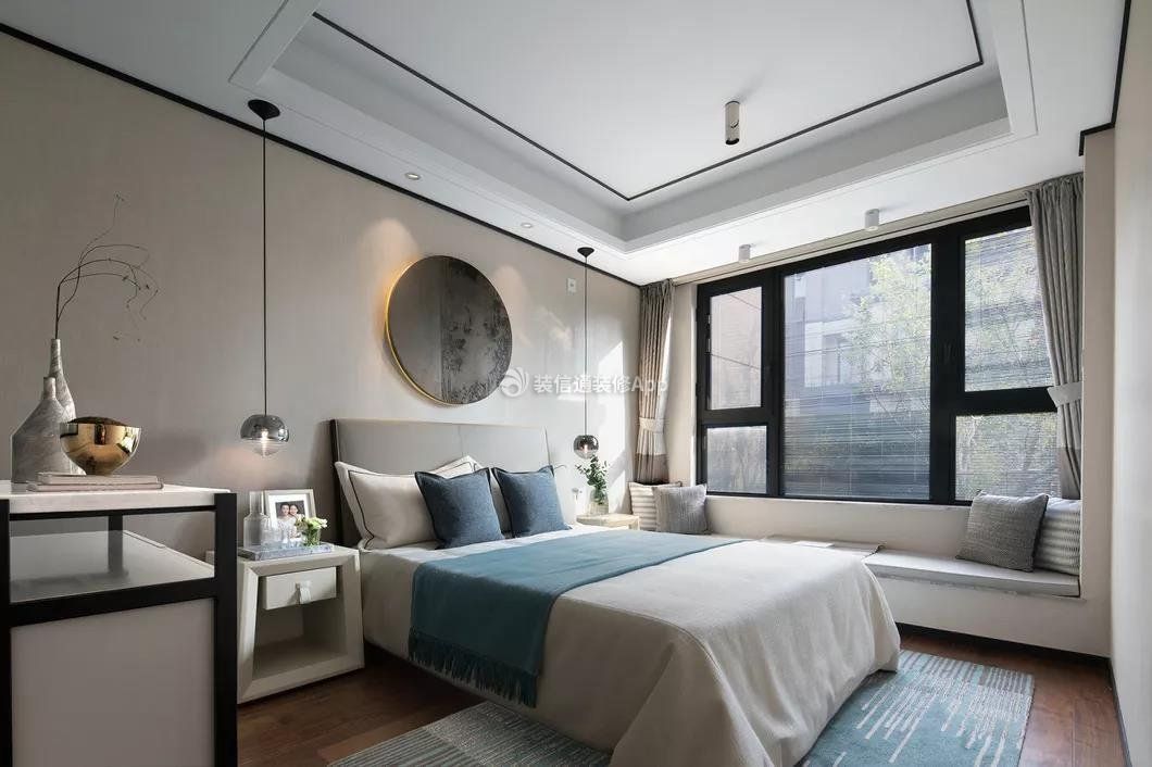 新中式风格卧室飘窗台设计图