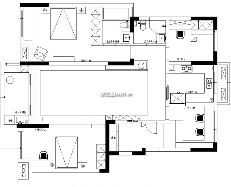 祥源金港湾130平米现代风格四室两厅装修案例