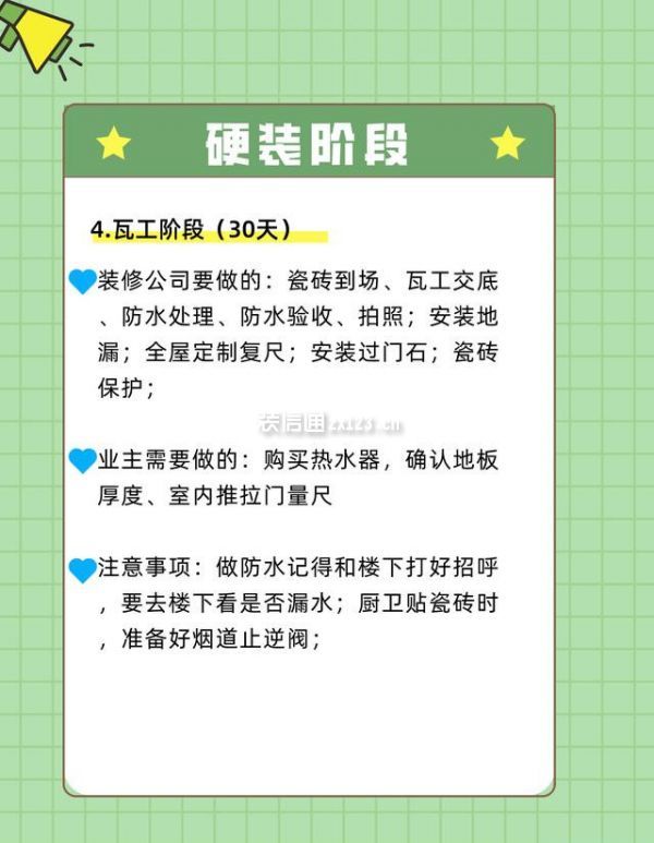 装修流程步骤详解图之泥瓦阶段