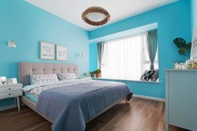 臥室藍色裝修效果圖 臥室藍色墻紙 臥室背景墻設計效果圖大全
