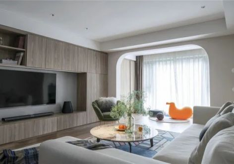 华英嘉园103平三居室现代风格装修案例