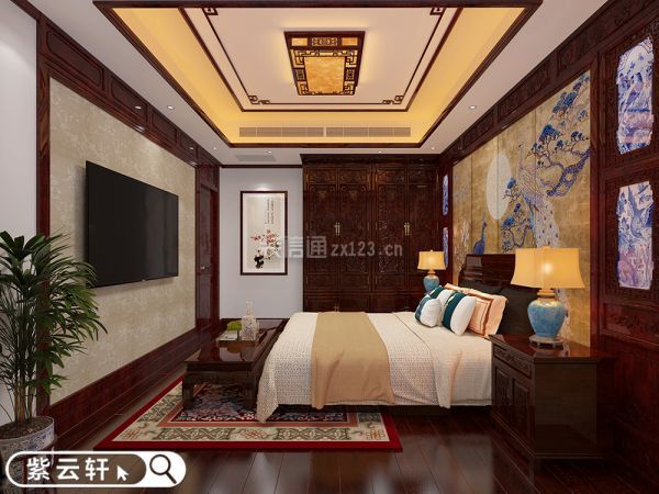 中式别墅装修设计主卧室