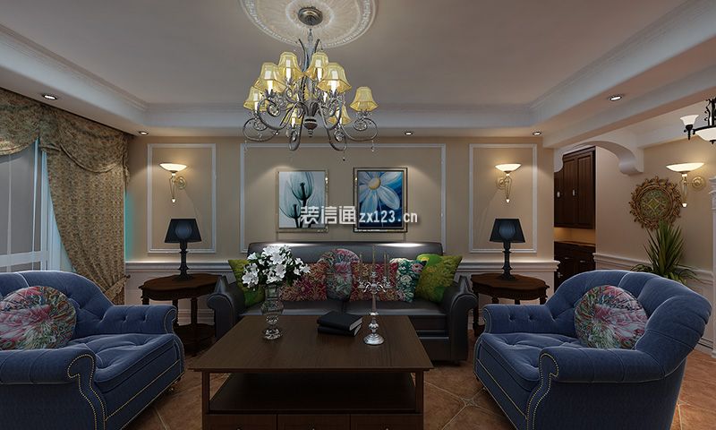远洋荣域142平三居室美式风格装修案例