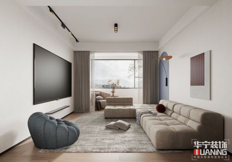 领秀江南国际社区120㎡三居室现代极简装修案例