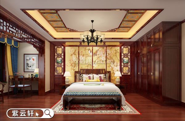 紫云轩中式设计-别墅卧室装饰装修